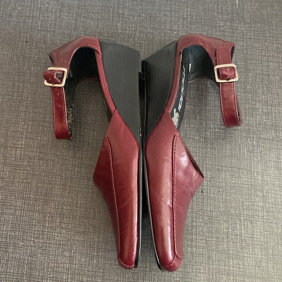 Moda Spana Red Marron leather Mary Jane's square toe - Picture 14 of 15